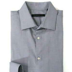 John Varvatos Star USA Mens Size 16 34/35 Gray White Oxford Button Up LS Shirt